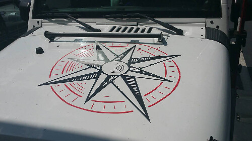 Kompasroos Vinyl Motorkapstickers voor Jeep Wrangler