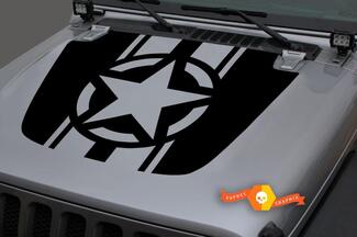 Jeep Hood Vinyl Military Star Blackout Decal Sticker voor 18-19 Wrangler JL #2
