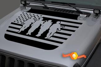 Jeep Hood Vinyl USA Vlag Militaire Punisher Blackout Decal Sticker voor 18-19 Wrangler JL #3
