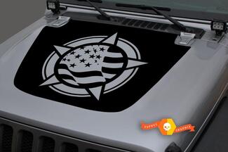 Jeep Hood Vinyl USA Vlag Militaire Ster Punisher Blackout Decal Sticker voor 18-19 Wrangler JL #4

