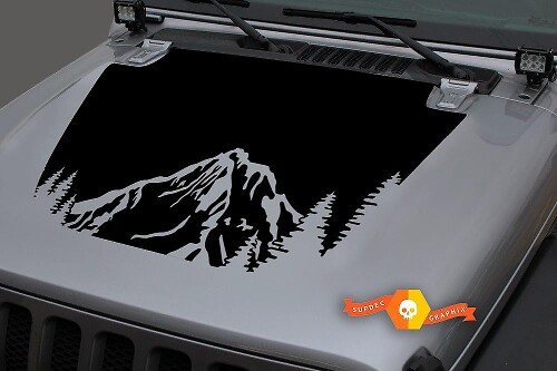 Forest Mountains Blackout Kap Vinyl Decal Sticker 3 voor Jeep Wrangler JL