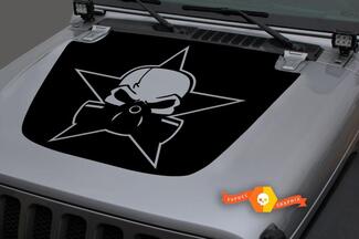 Hood Vinyl Militaire Star Skull Blackout Decal Sticker voor 18-19 Jeep Wrangler JL #13
