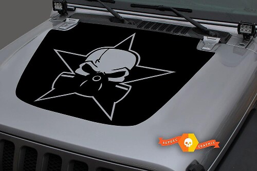 Militaire Star Skull Blackout Capuchon Vinyl Decal Sticker 3 voor Jeep Wrangler JL