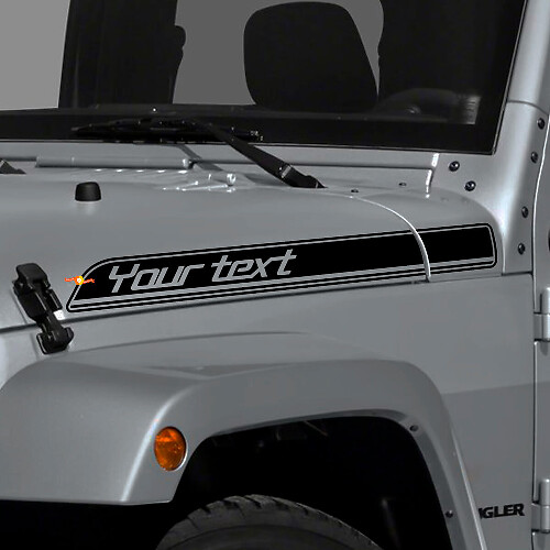 Aangepast Tekstomtrek Motorkap Zijstrook Vinyl Decal Kit voor Jeep Wrangler