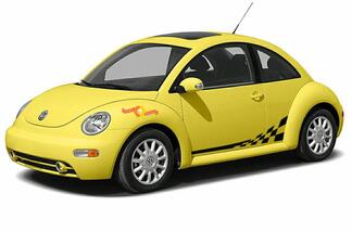 Volkswagen New Beetle 1998-2011 geblokte vlag grafische zijsticker Porsche stijl
