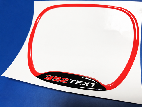 392 Hemi Style Custom TEXT Domed Trim Ring — Vinylsticker (stuurwiel) voor Dodge Challenger