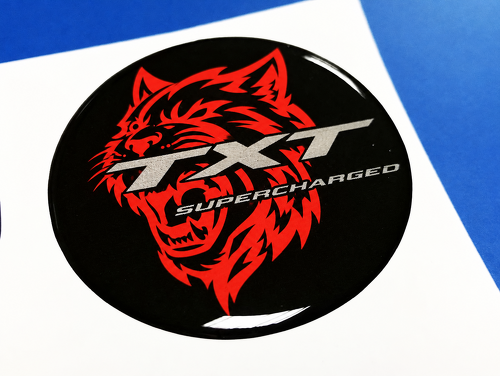 Hellcat supercharged brandstofdeurinzetembleem koepelvormige sticker voor Challenger

