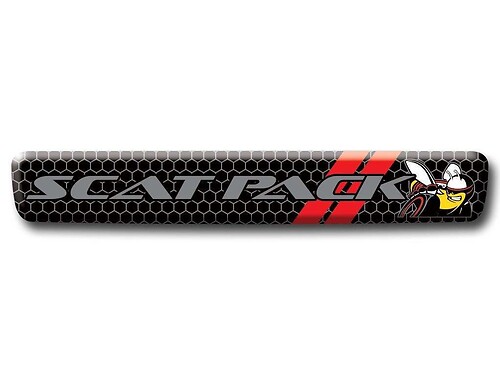 Stuurwiel Logo Scat Pack Gray Bee Red Stripes Emblem Domed Sticker Decal Challenger Charger Scatpack
