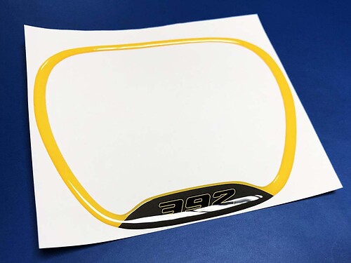 392 Yellow Domed Trim Ring — Vinylsticker (stuurwiel) voor Dodge Challenger