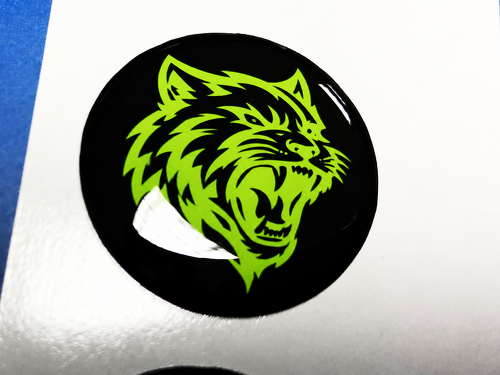 Hellcat Style Lime Green Custom Cat Domed Insert — Vinylsticker (startknop) voor Dodge Challenger