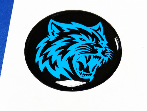 Hellcat Style Cyan Custom Cat Domed Insert — Vinylsticker (startknop) voor Dodge Challenger