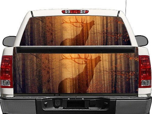 Herten Silhouet Bos Achterruit of Achterklep Vinyl Sticker voor Pick-up Truck SUV