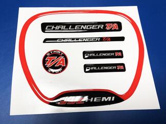 Set van CHALLENGER T/A 392 stuurwiel TRIM RING embleem koepelvormige sticker
