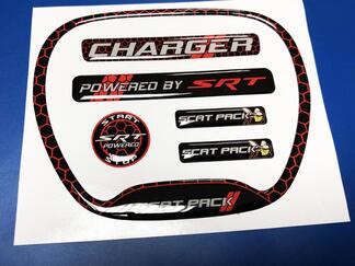 Set van CHARGER HONEYCOMB Powered by SRT Steering WHEEL TRIM RING emblem koepelvormige sticker

