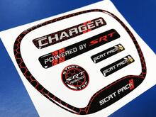 Set CHARGER HONEYCOMB Powered by SRT Stuurwiel TRIM RING embleem koepelvormige sticker sticker
 2