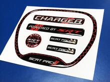 Set CHARGER HONEYCOMB Powered by SRT Stuurwiel TRIM RING embleem koepelvormige sticker sticker
 3
