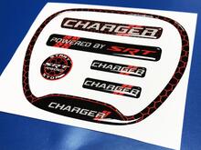 Set CHARGER HONINGRAAT Aangedreven door SRT Stuurwiel TRIM RING embleem koepelvormige Sticker Decal 2
 3