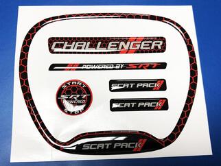 Set van Challenger SRT Scat Pack Honeycomb Red Steering WHEEL TRIM RING embleem koepelvormige sticker Charger Dodge Scatpack
