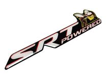 Scat Pack Challenger of Charger SRT Powered badge embleem koepelvormige sticker sticker Dodge witte kleur zwarte achtergrond met rode schaduwen
 2