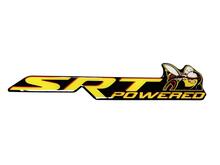 Scat Pack Challenger of Charger SRT Powered badge embleem koepelvormige sticker sticker Dodge gele kleur zwarte achtergrond met rode schaduwen
 2