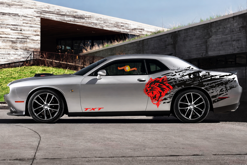 TXT Cat Head Splash Side Stripe Set Zijkant Vinylsticker voor Dodge Challenger 2009-2019