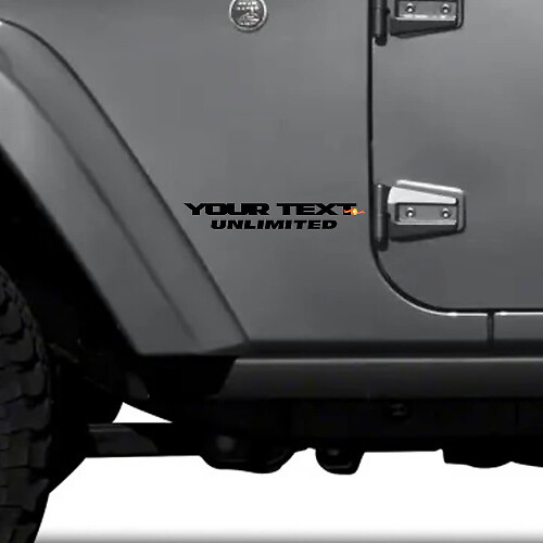 Aangepaste Tekst Onbeperkt Zijvinylsticker Set voor Jeep Wrangler