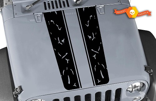 Vinylsticker met dubbele strepen voor motorkap van Jeep Wrangler