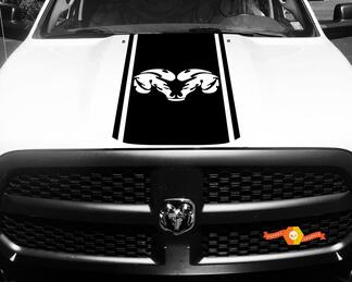 Dodge Ram 1500 Vinyl Decal HOOD Ram Head Racing HEMI Stripe Stickers #33
