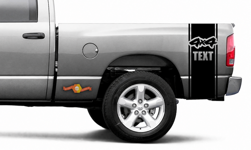 4X4 TEXT Pinstripe Bed Band Pair Laadbakzijde Vinylsticker voor Dodge Ram 1500