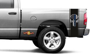 Punisher gedrukte sticker vinyl Racing streep blauwe vlag Ram Truck sticker #55
