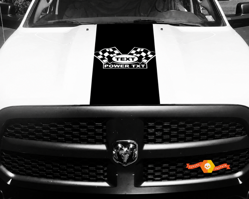TEXT POWER TXT Checkered Flags Full Panel Motorkap Vinylsticker voor Dodge Ram 1500