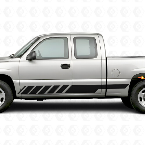 Schuin geplaatste Racedeuren & Rocker Panel Vinyl Strepen voor Chevrolet Silverado 1500 GMT800 1999-2007_1