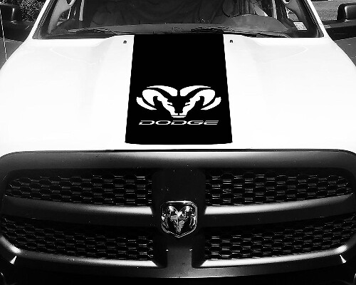 Dodge Ram 1500 Vinyl Sticker HOOD Ram Head Racing HEMI Stripe Stickers #66

