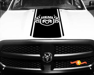 1500 2500 Ram Vinyl Racing Stripe Hood Sticker Flaming Ram Hemi Sticker #71
