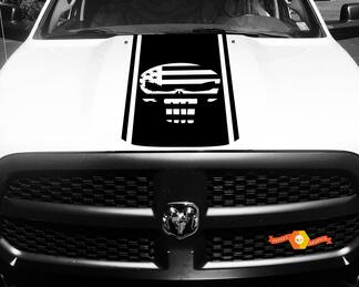 1500 2500 3500 Ram Truck Punisher Amerikaanse vlag Vinyl Racing Stripe Hood Decal Sticker #89
