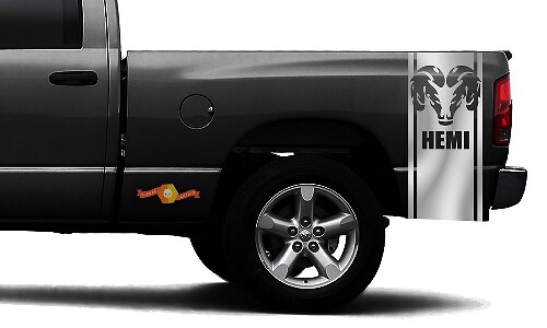 DODGE RAM 1500 VINYL DECAL bed zijstreep race CHROME sticker DODGE Hemi #93
