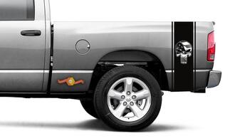 Punisher gedrukte sticker zwarte vlag Ram Truck Vinyl Racing Stripe Sticker #103
