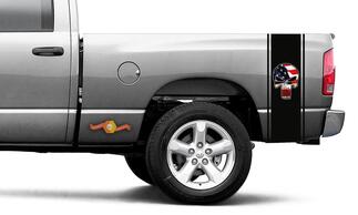 Punisher gedrukte sticker zwarte vlag Ram Truck Vinyl Racing Stripe Sticker #105

