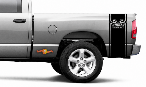 TEXT POWER TXT Checkered Flags Bed Band Pair Laadbakzijde Vinylsticker voor Dodge Ram 1500