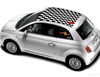 Fiat 500 vinyl race geblokte vlag dakstreep sticker sticker
