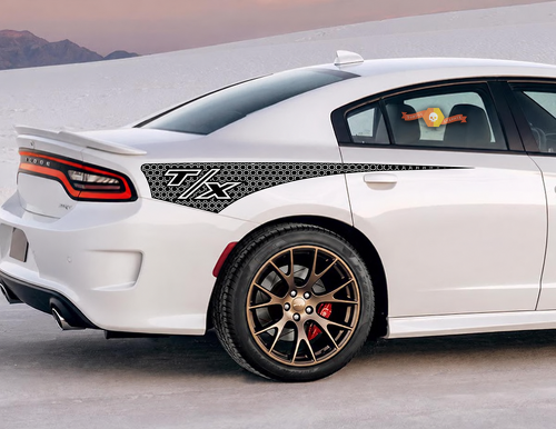 T/X Honeycomb Quarter Spear Pair Achterspatbord Vinylsticker voor Dodge Charger 2011-2020