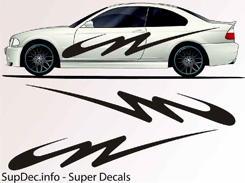 Abstracte gebogen strepen zijvinyl sticker decal