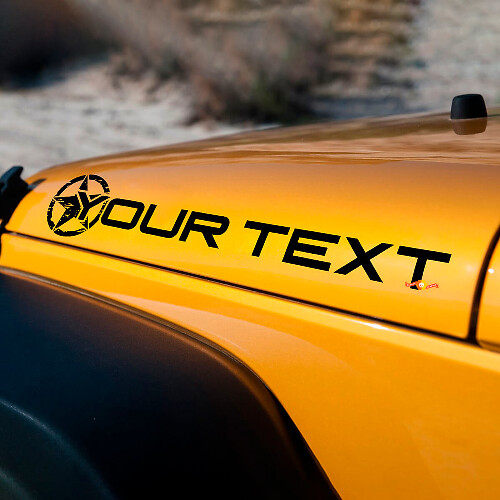 Aangepaste Tekst Military Star Edition Motorkap Sticker Vinyl Decal voor Jeep Wrangler