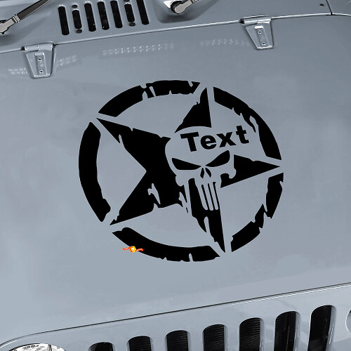 Punisher Militair Ster Hood Sticker Vinyl Decal voor Jeep Wrangler