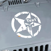 Punisher Militair Ster Hood Sticker Vinyl Decal voor Jeep Wrangler 2