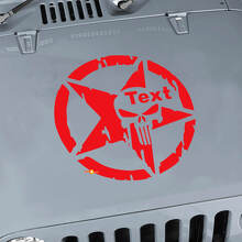 Punisher Militair Ster Hood Sticker Vinyl Decal voor Jeep Wrangler 3