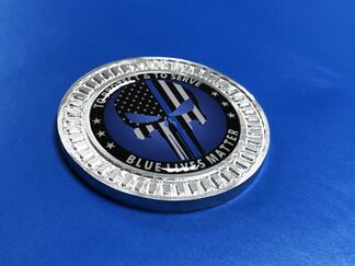 3D Badge Punisher Blue Line Metalen Aluminium Bed Side Embleem Voor Jeep Wrangler JL JK YJ TJ
