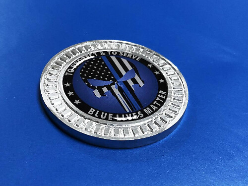 Punisher Blue Line Aluminium 3D Embleem voor Jeep Wrangler