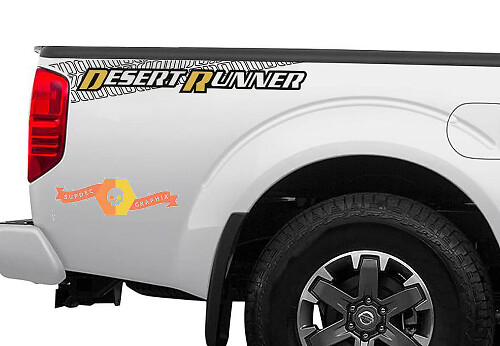 Desert Runner Bandenprofiel Bed Zij Vinyl Decal Set voor Nissan Frontier