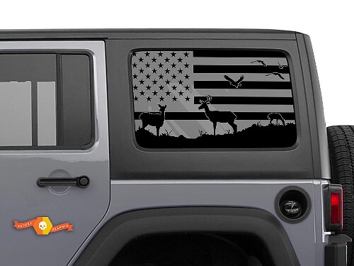 USA Vlag Hert Zijraam Vinyl Decals Kit voor Jeep Wrangler Hardtop